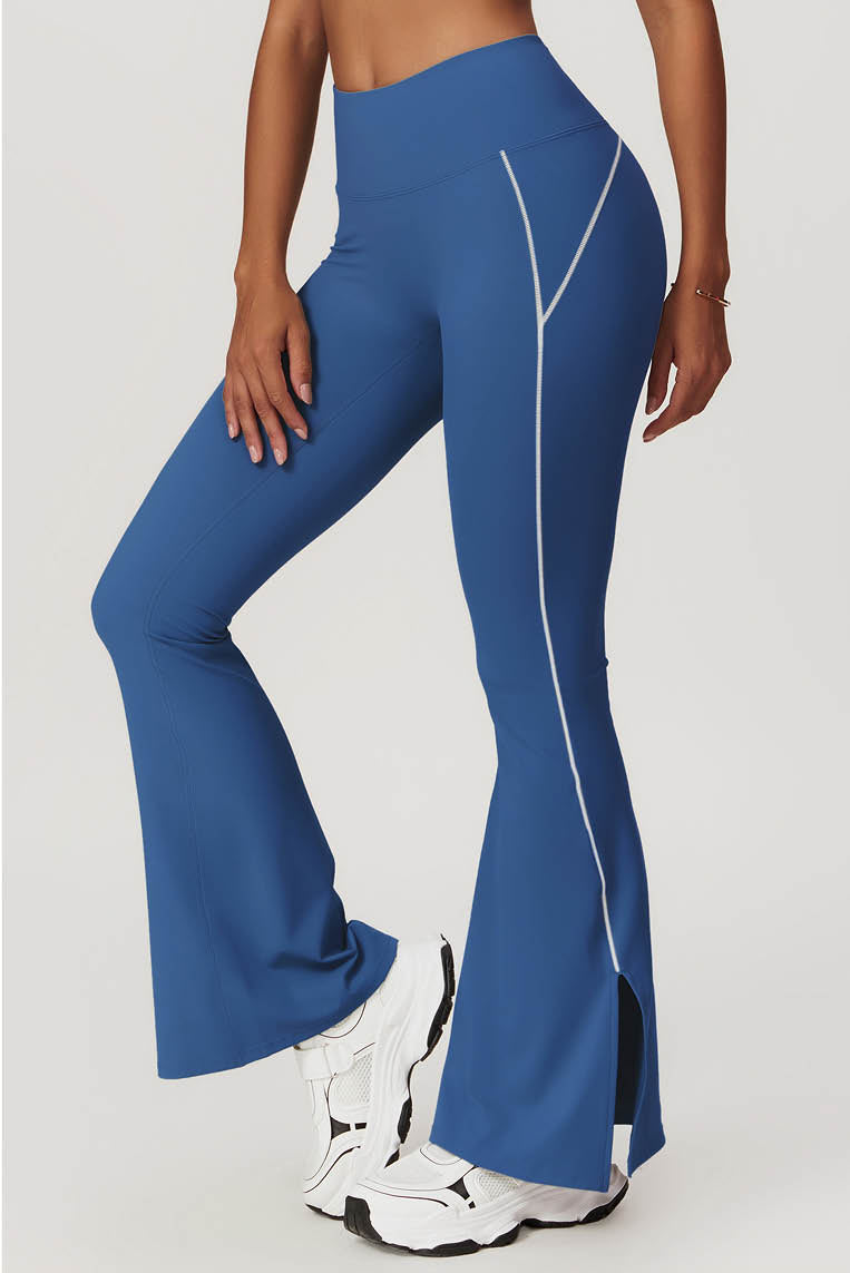 拼缝立体线条喇叭长裤