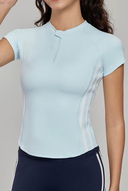 半拉链透气短袖上衣 (无胸垫)