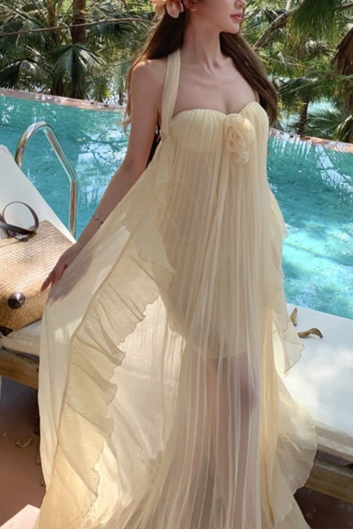 Mesh Open-Back Romantic Dress