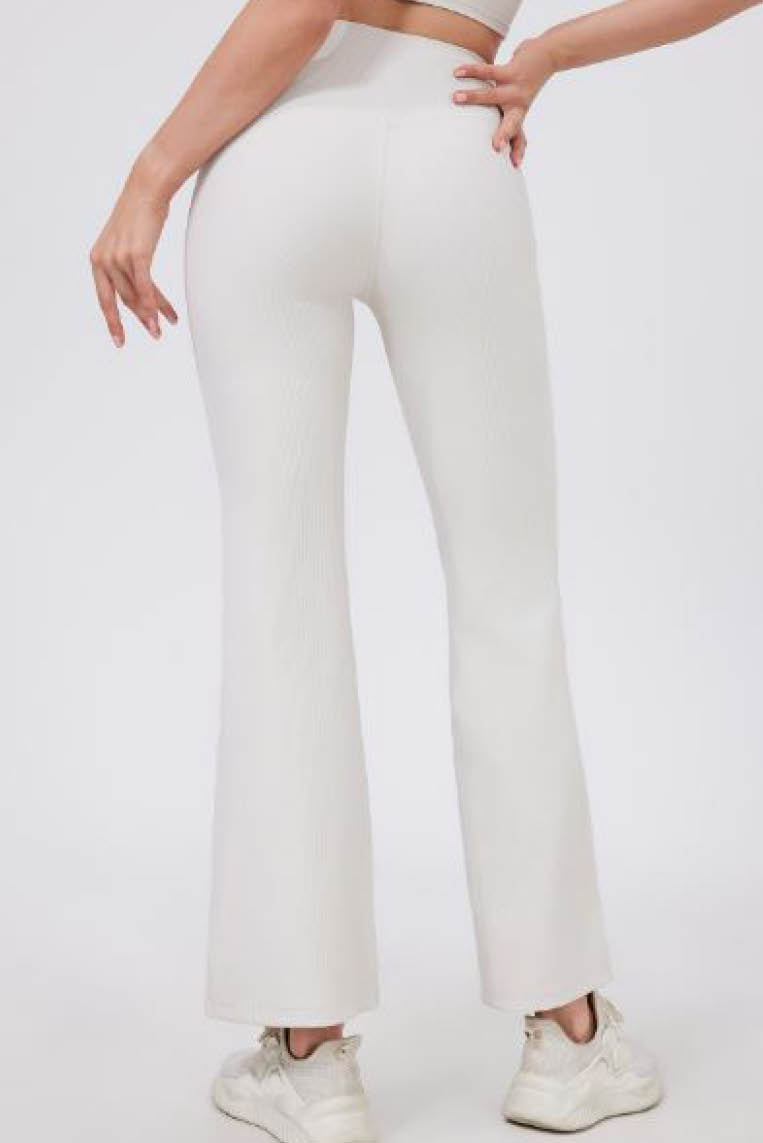 罗纹防卷边阔腿长裤