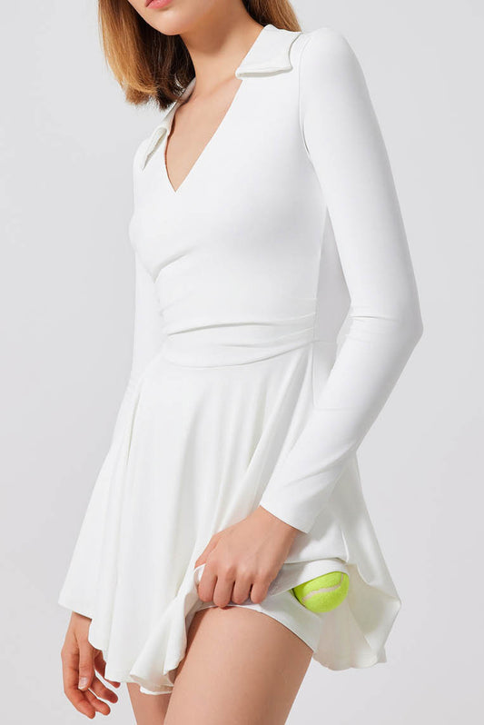 防走光翻领运动连衣裙 (无胸垫)