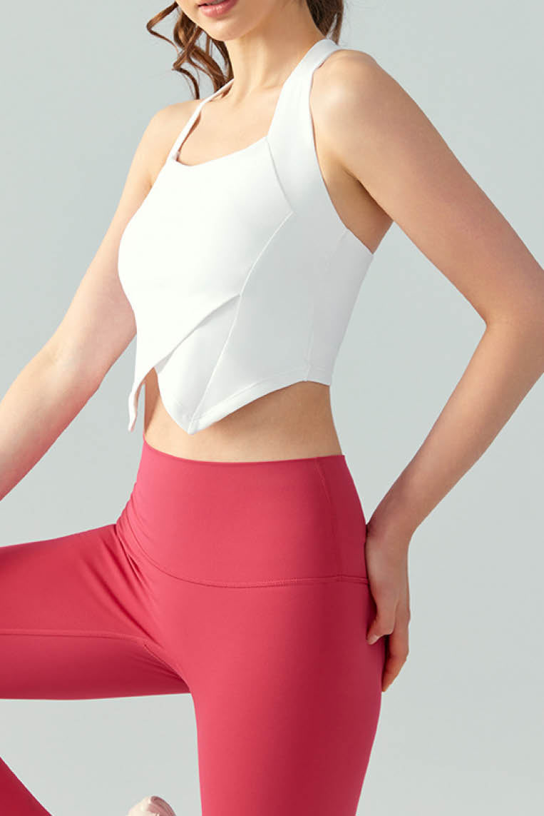 交叉下摆无袖运动背心