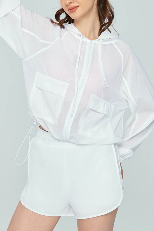 休闲抽绳连帽外套