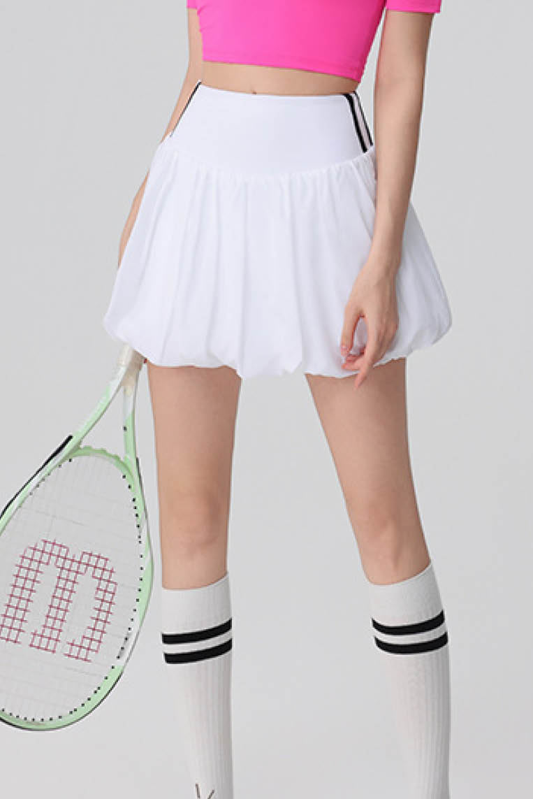 花苞式高腰运动短裙