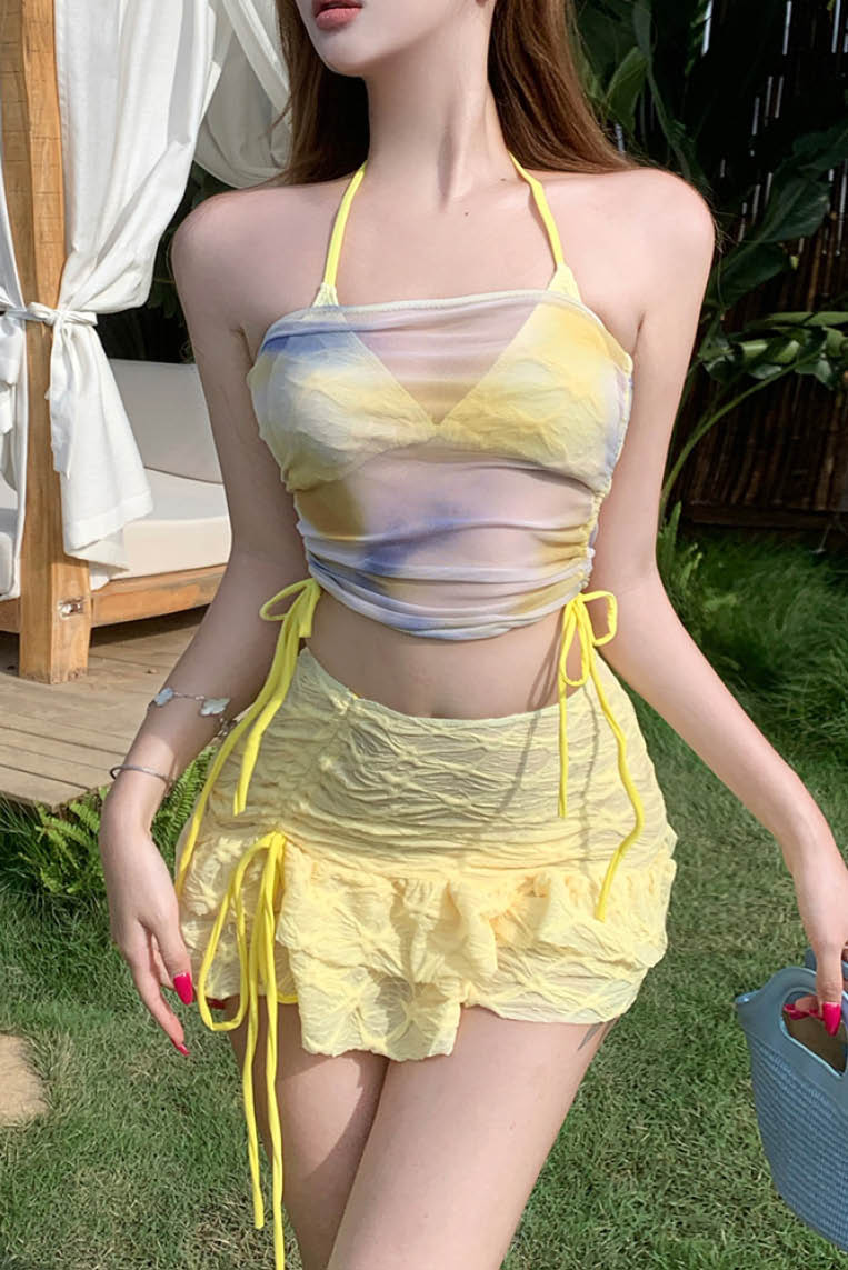 纯欲辣妹4件套裙式比基尼