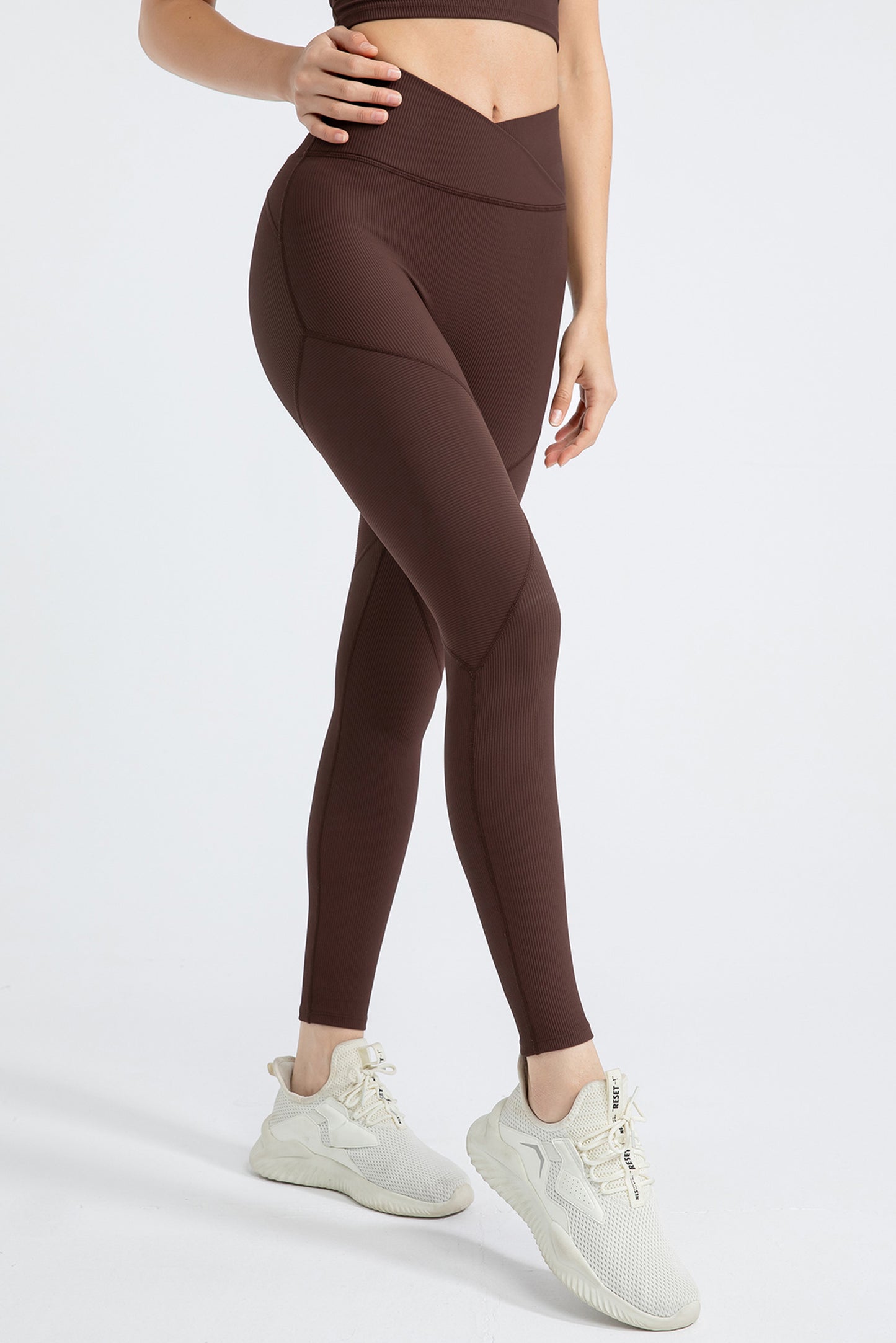 螺纹交叉腰收腹裤