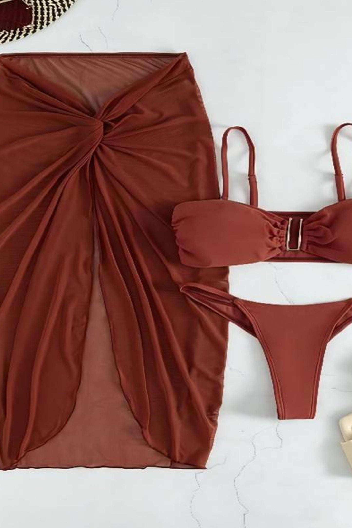 网纱U型环性感比基尼三件套