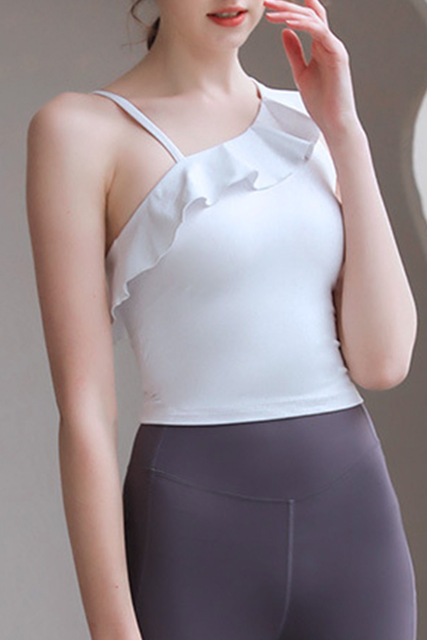 吊带荷叶边短袖