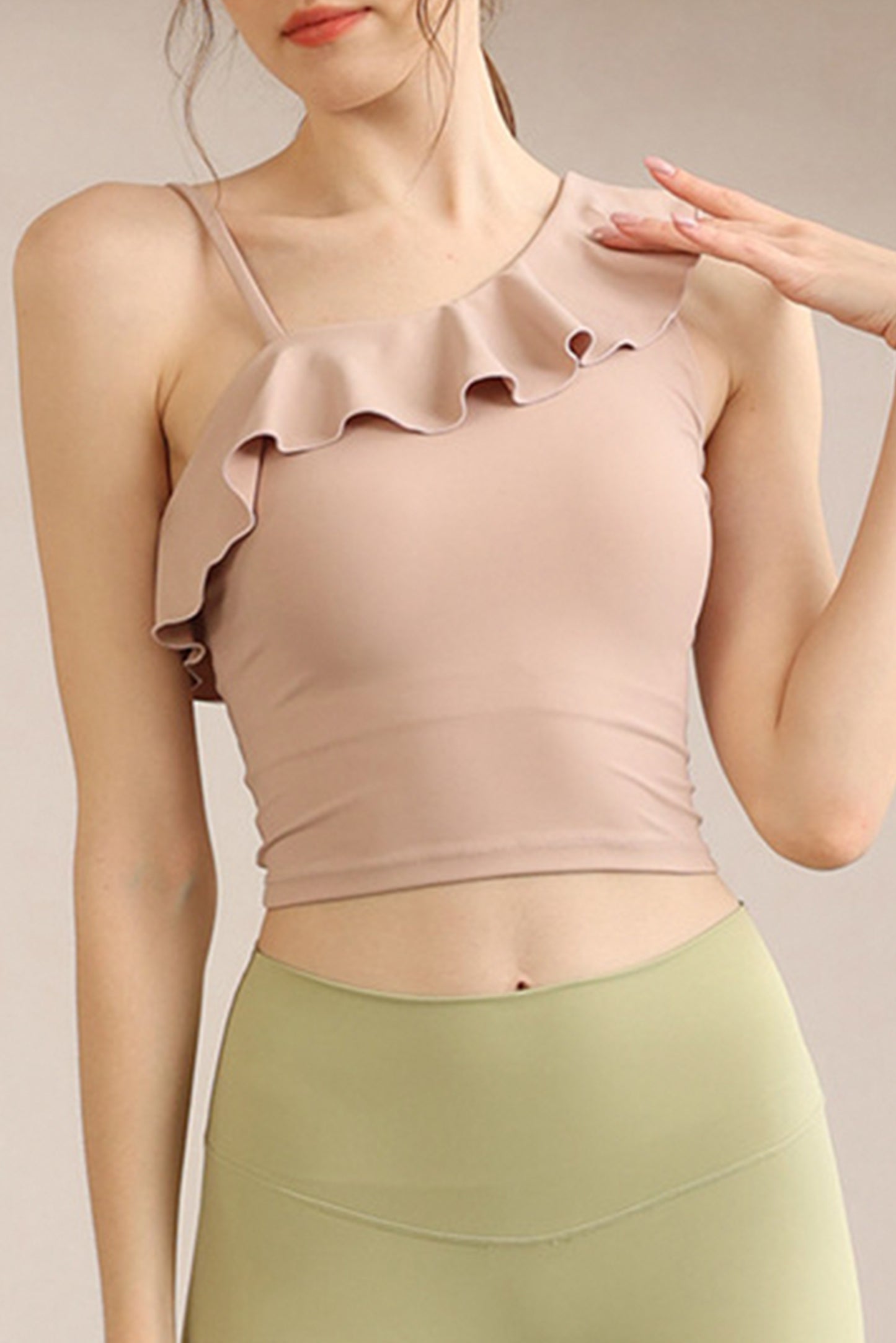 吊带荷叶边短袖