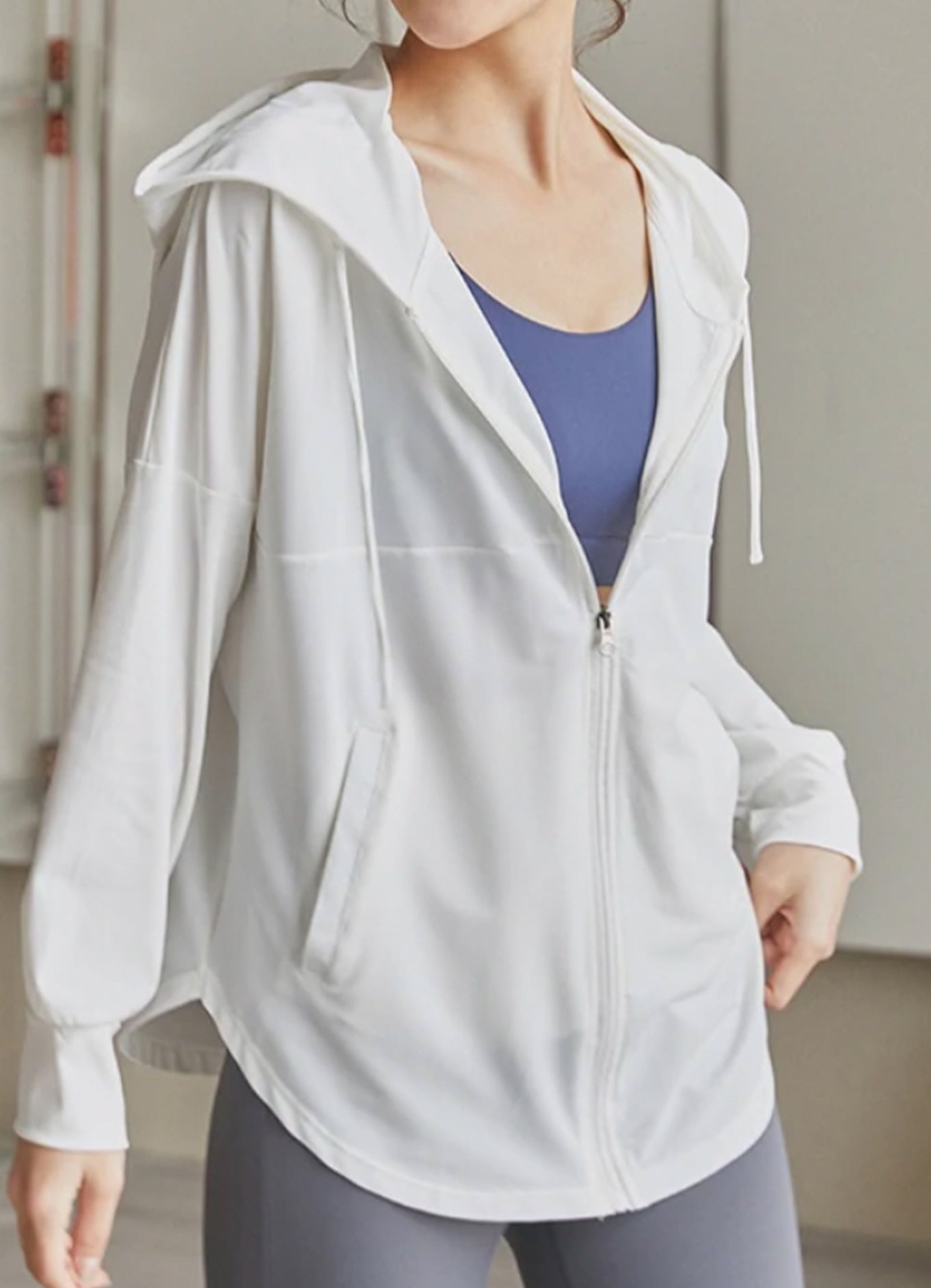 欧美宽松连帽防晒外套