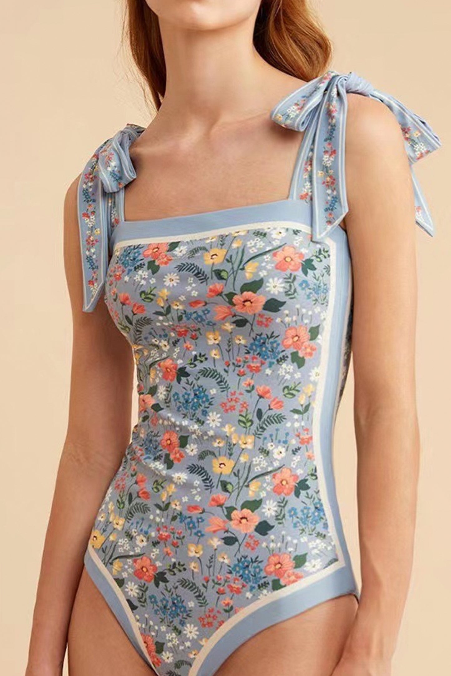 双面设计绑带泳衣(不含胸垫)