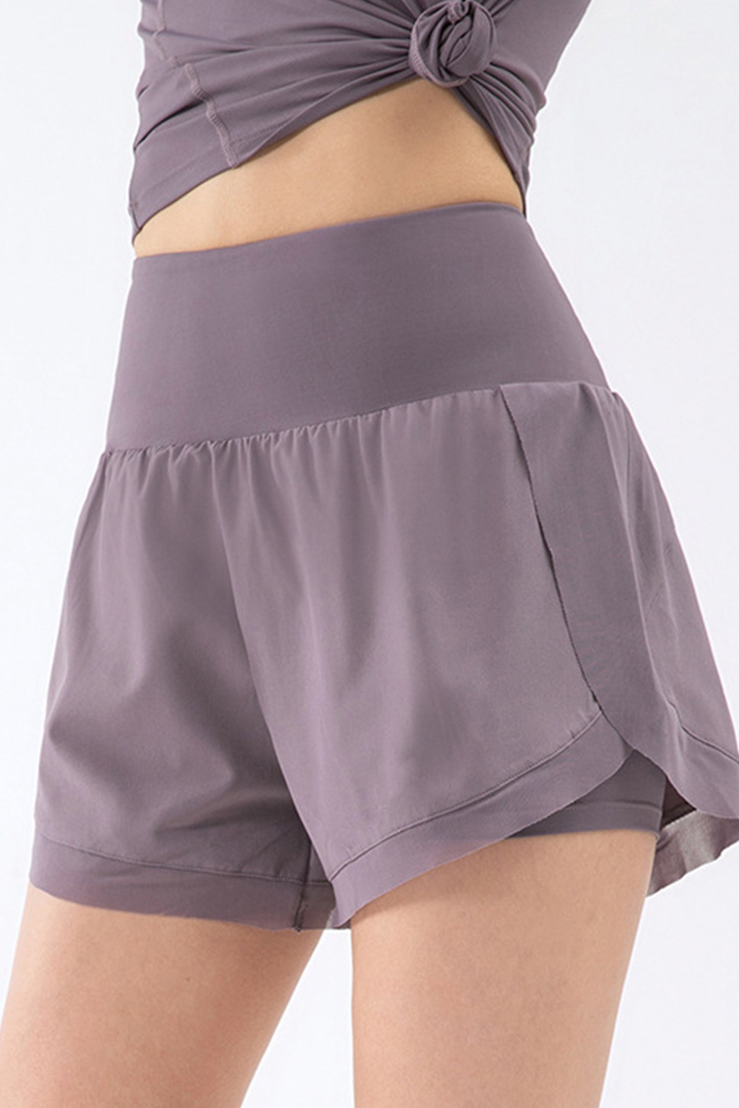 网纱高腰瑜伽短裤