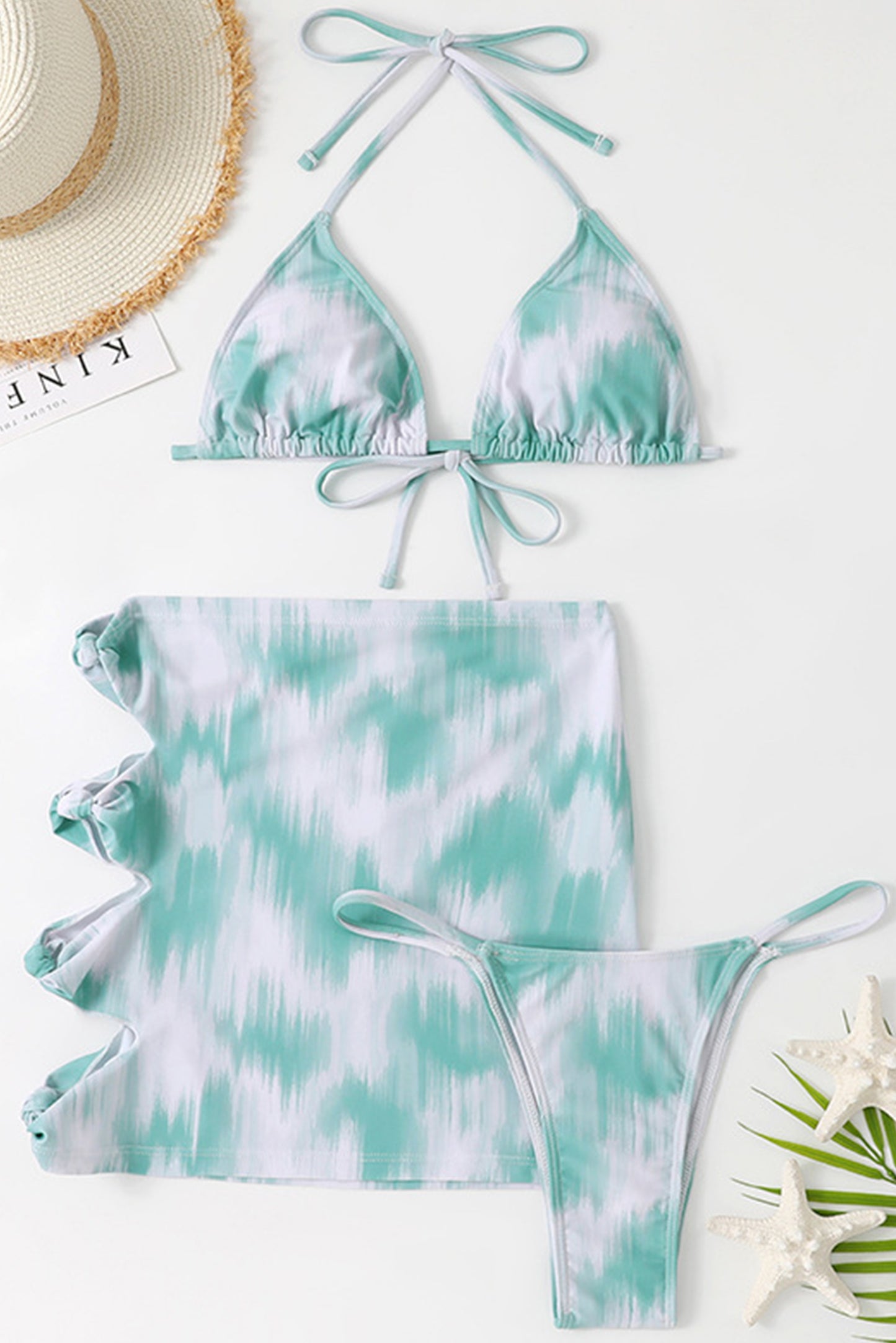 性感蛇皮纹三件套比基尼泳装