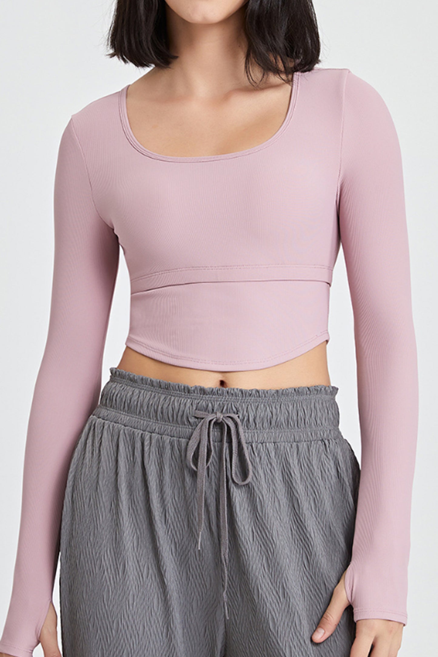 带胸垫罗纹长袖