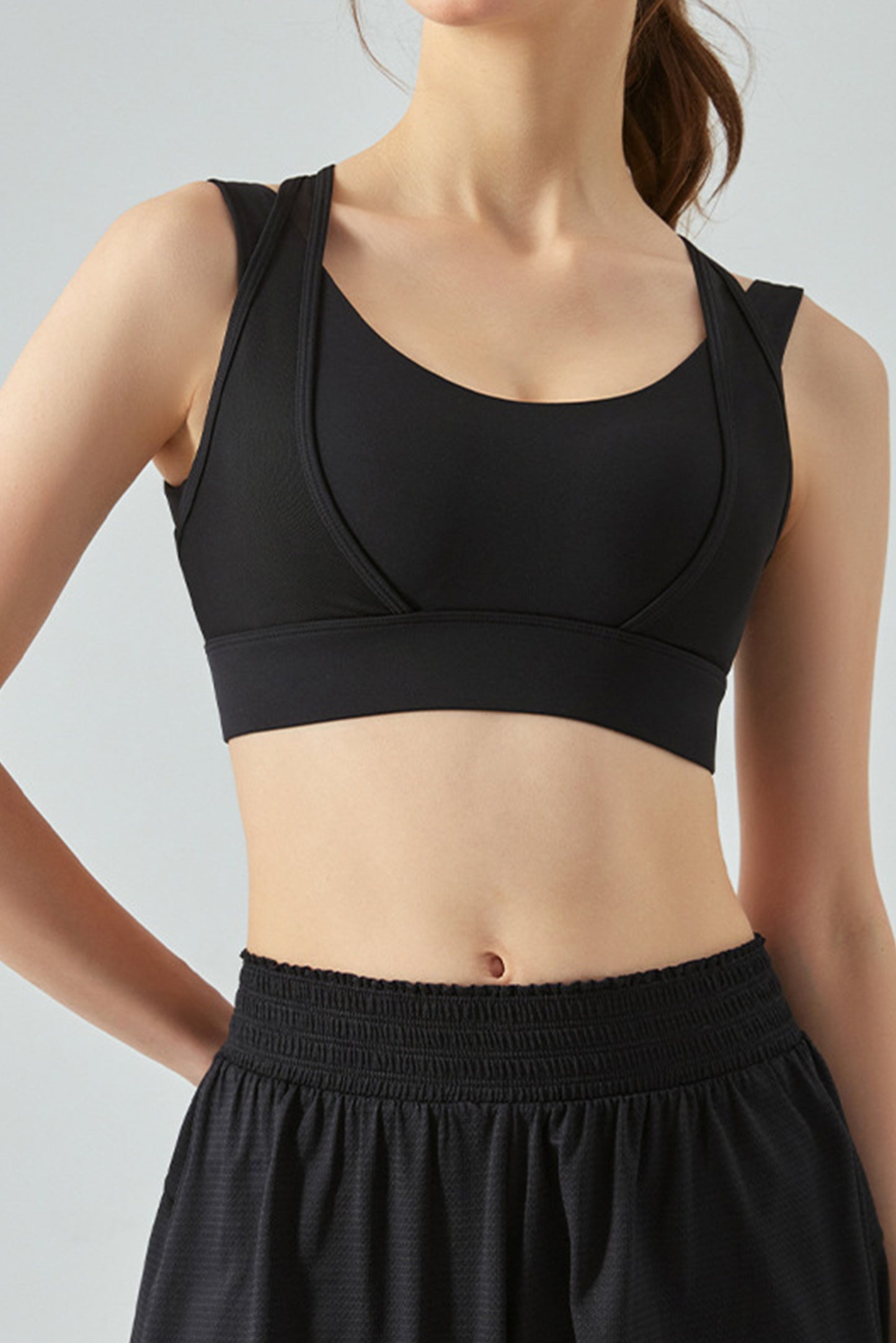 拼纱假两件一体式文胸