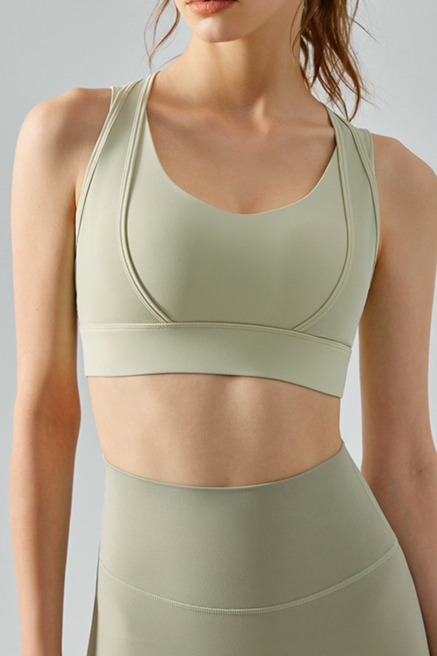 拼纱假两件一体式文胸