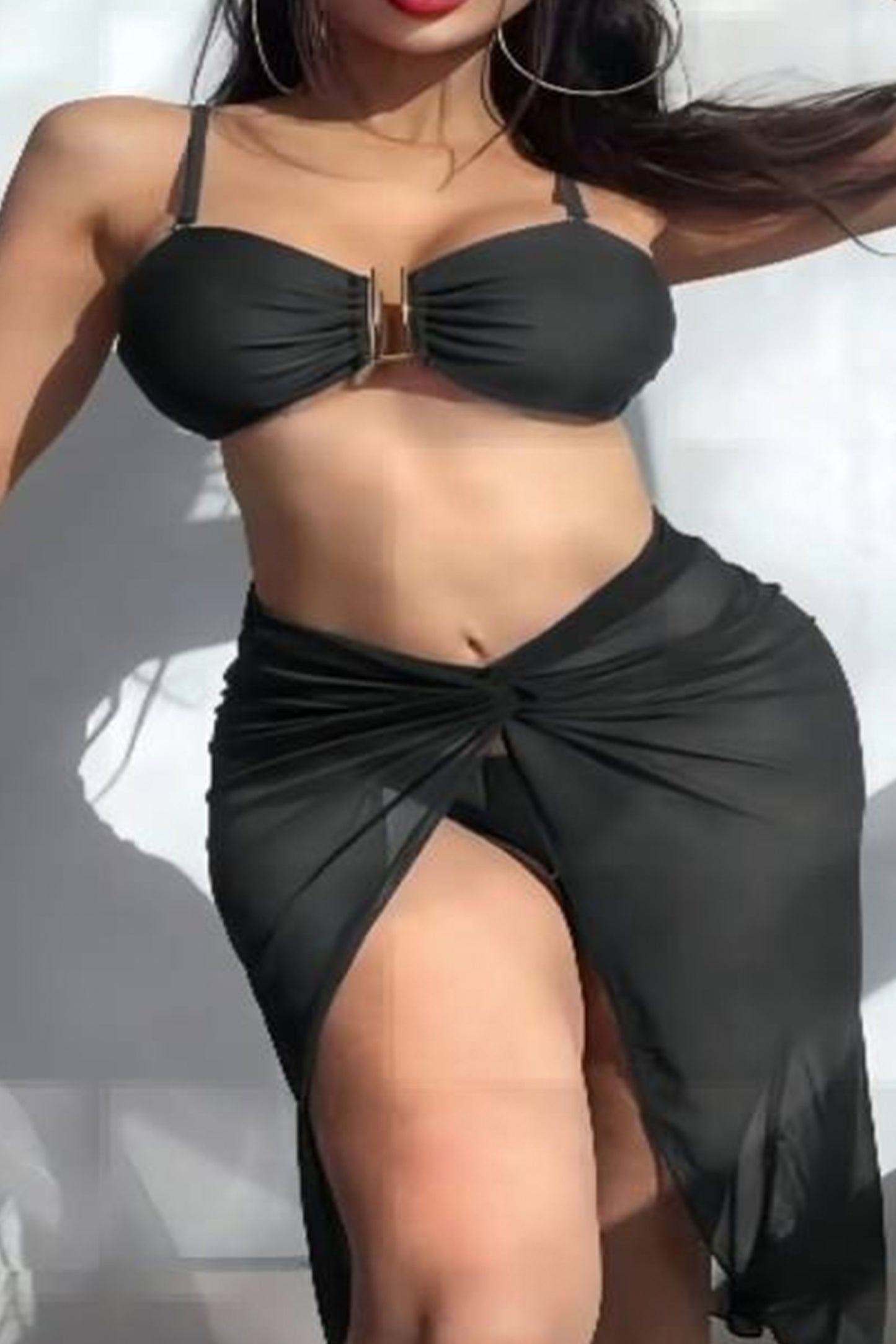 网纱U型环性感比基尼三件套