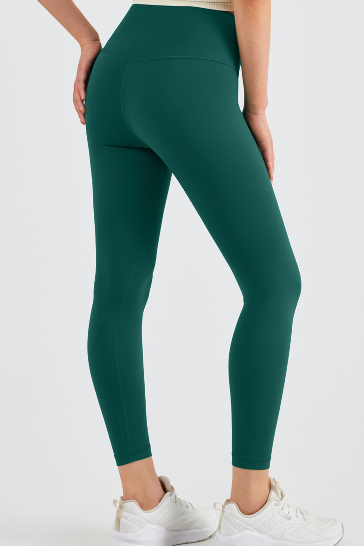 无T线防卷边高腰健身裤