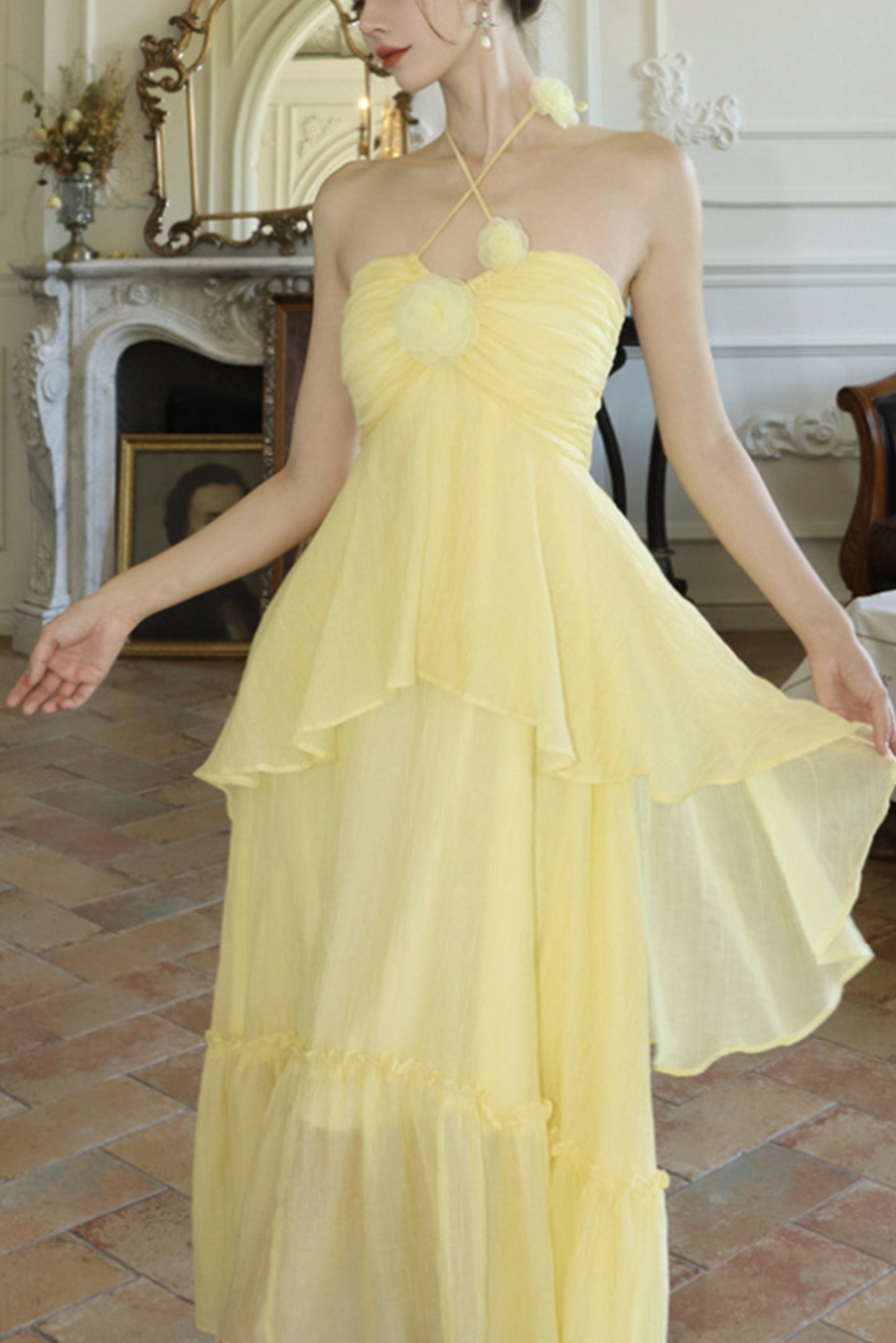 茶歇法式度假裙