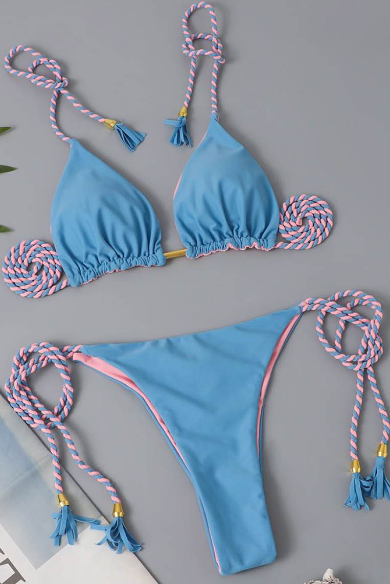 性感编绳纯色bikini