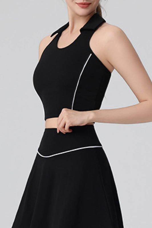 曲线翻领无袖运动文胸