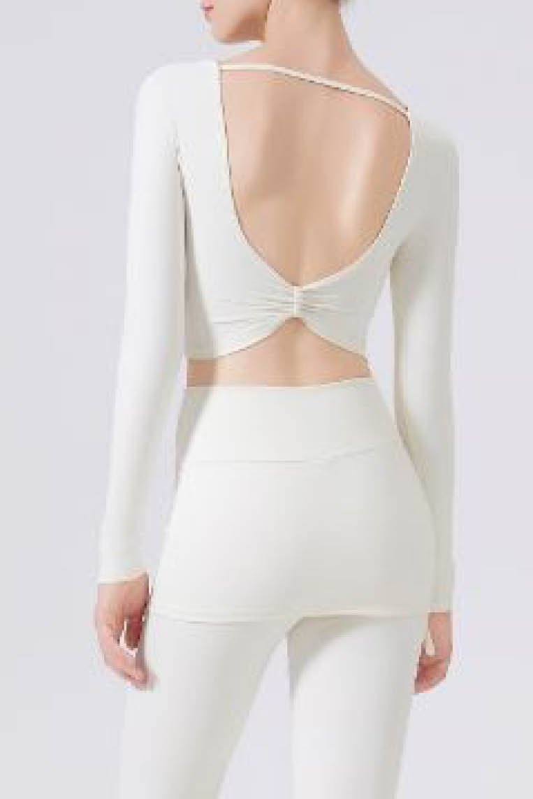 立体蝴蝶纱纽结瑜珈服