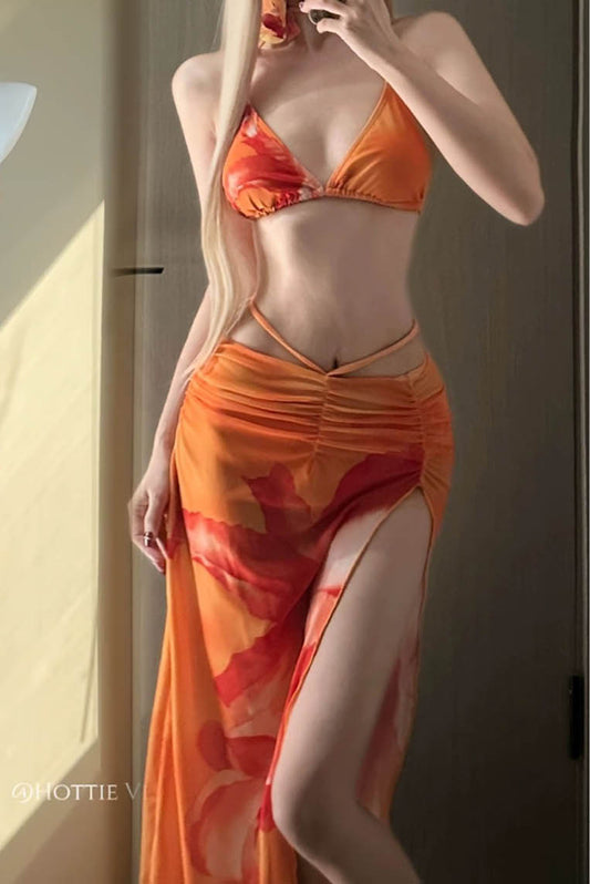 热情海岛bikini长裙三件套（送领花）