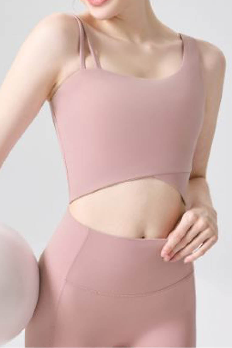 不规则肩带运动背心