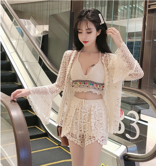 吊带针织度假风套装