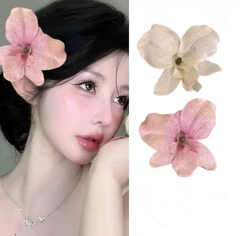 粉色花朵边夹