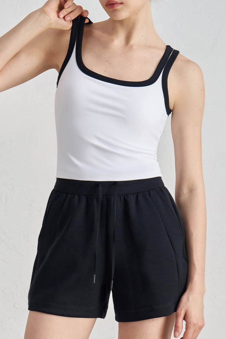 拼色U领瑜伽背心