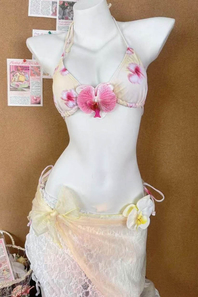热带岛屿裙式bikini四件套 (only available online)