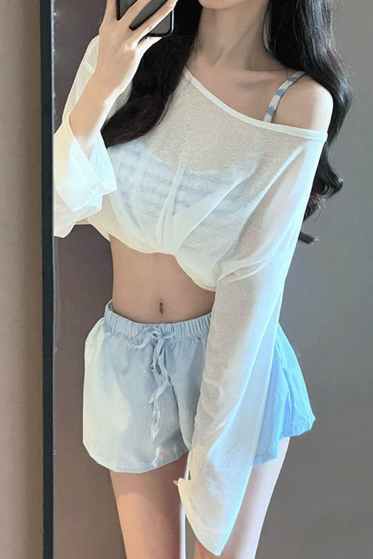 线条慵懒风四件套bikini