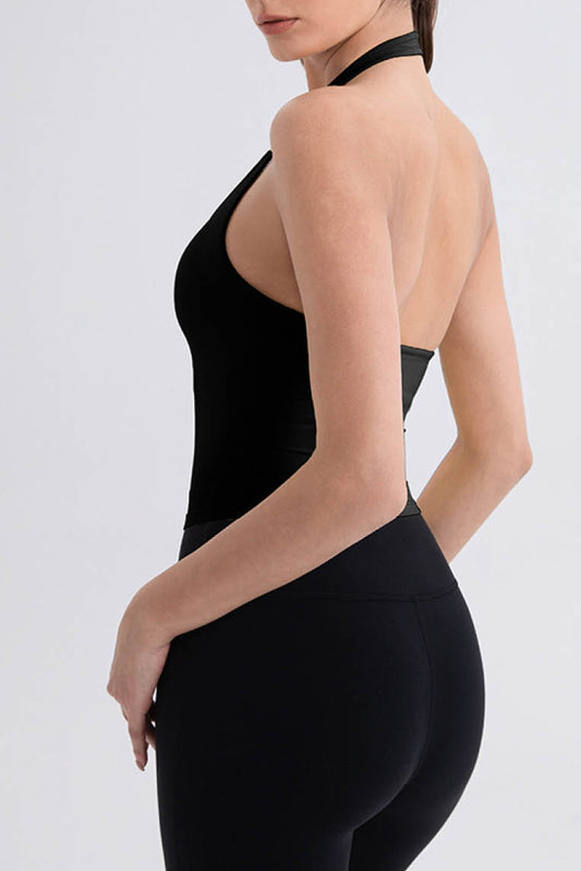 法式挂脖带垫运动背心