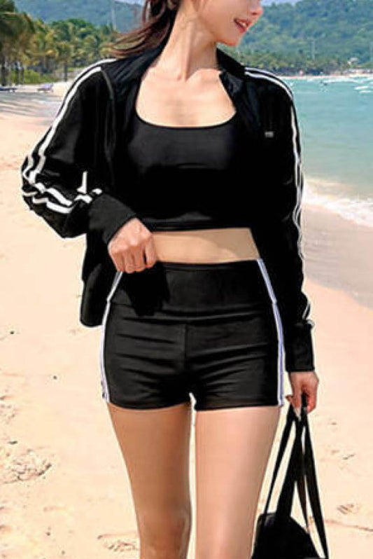 Sun-Protection Long Sleeve Sport-Style Swimwear 3-Piece Set (Only Available Online)