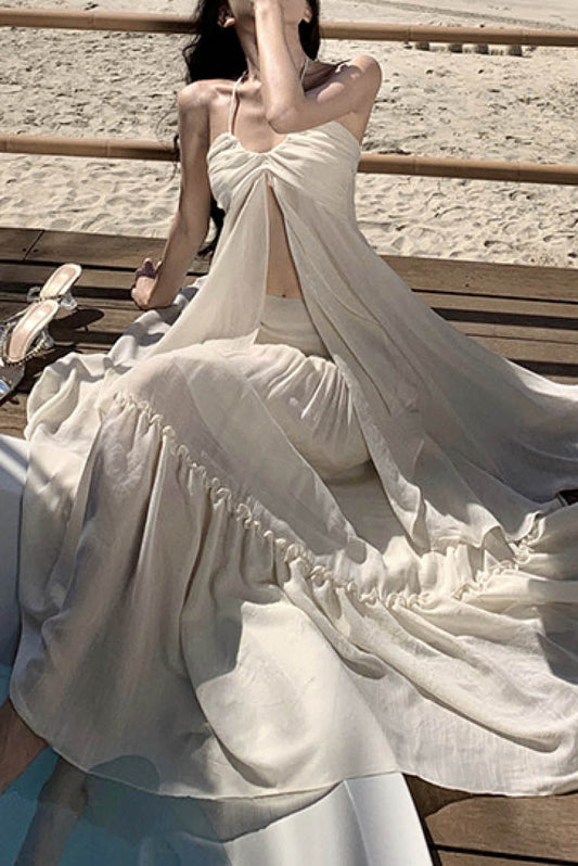 仙女两件套沙滩度假长裙