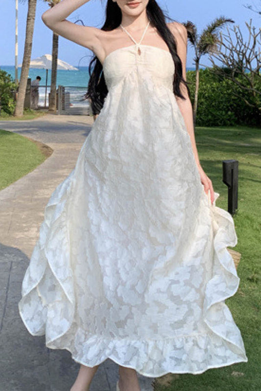 仙气挂脖度假风长裙