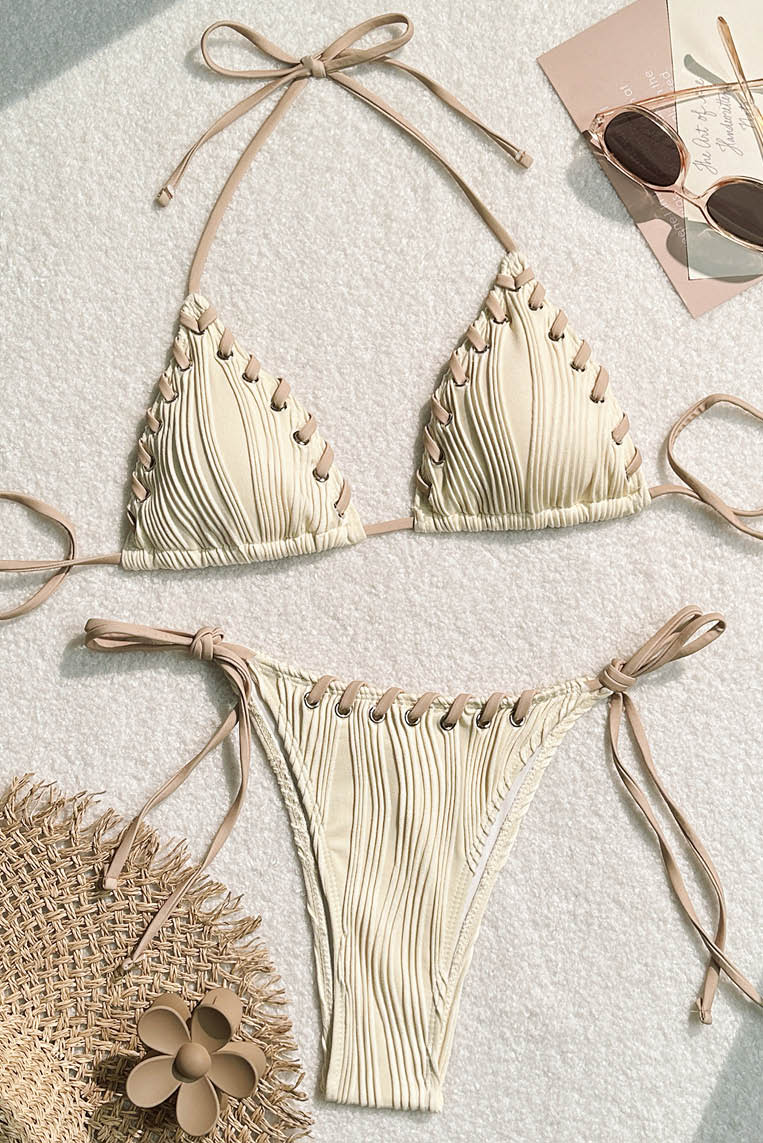 性感纹路系绳bikini (only available online)