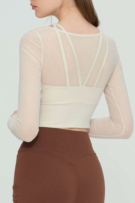 网纱固杯假两件普拉提服