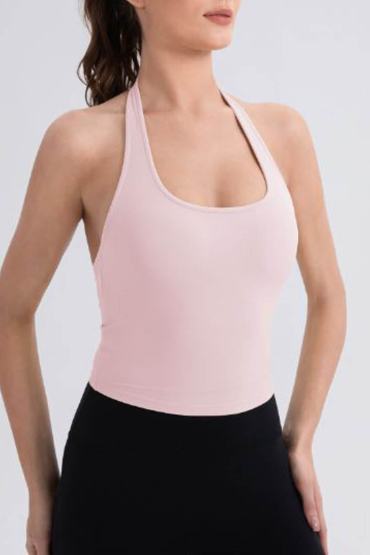 法式挂脖带垫运动背心