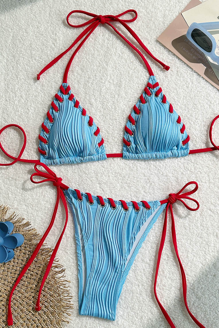 性感纹路系绳bikini (only available online)