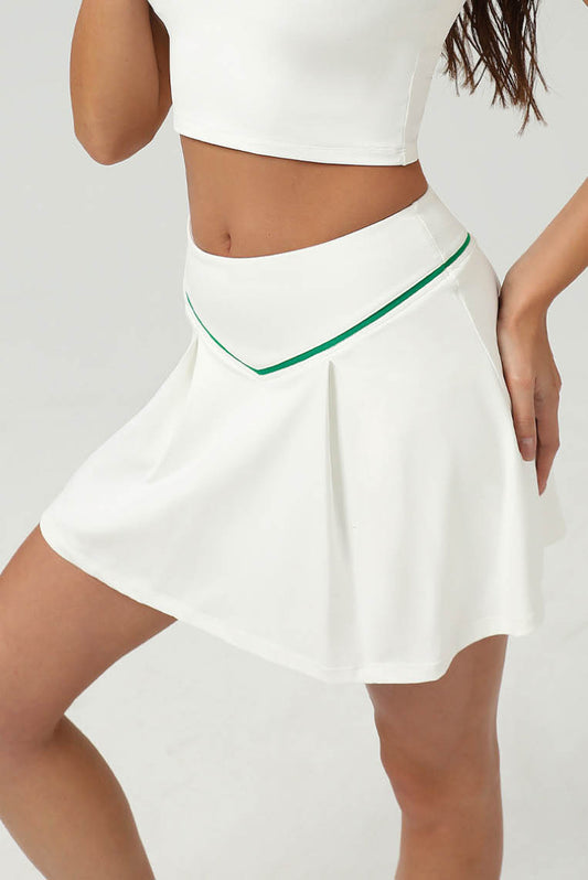 不卷边高腰运动裙