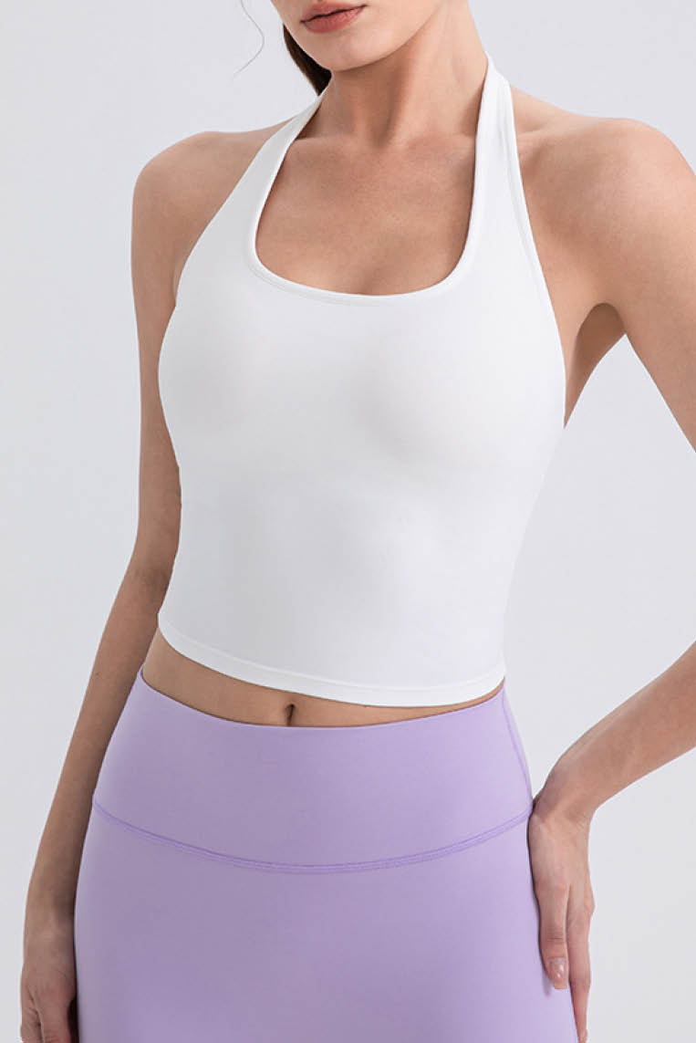 法式挂脖带垫运动背心