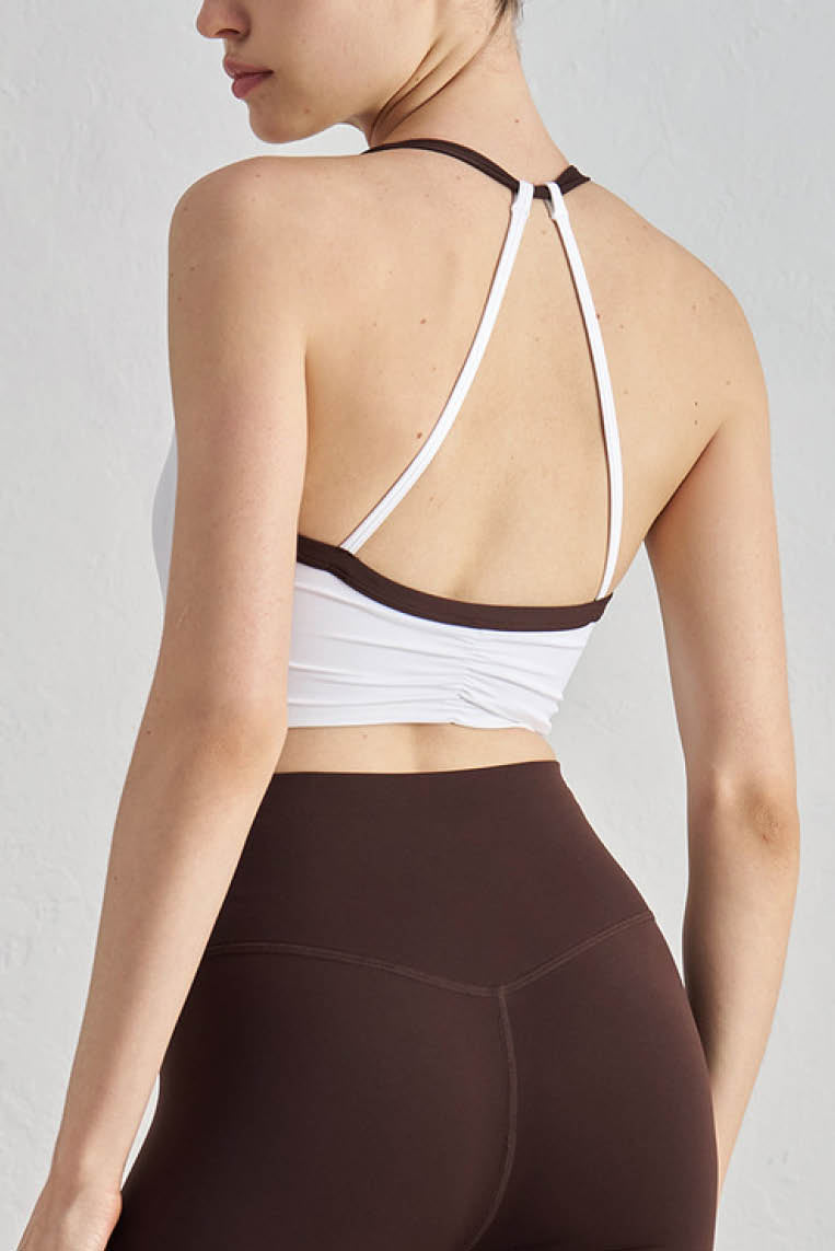 美式混色挂脖运动文胸